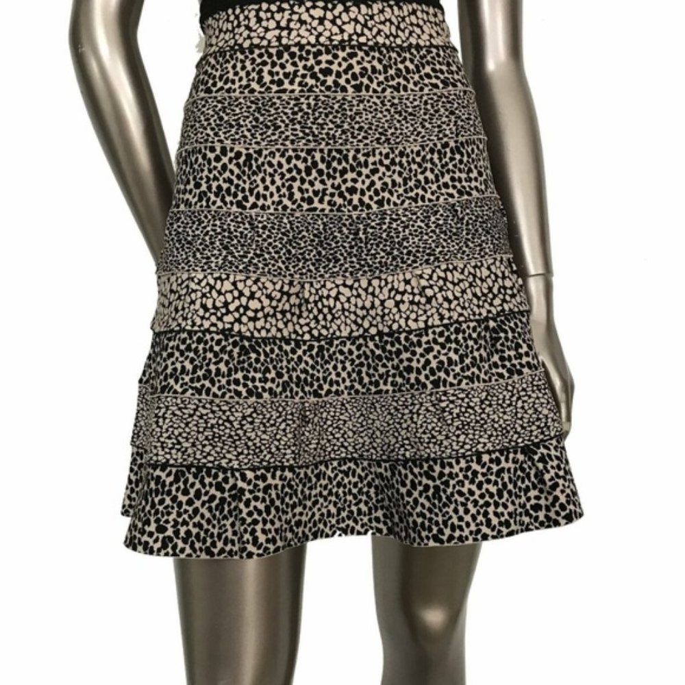 Herve Leger Paloma Dune Combo A-Line Skirt